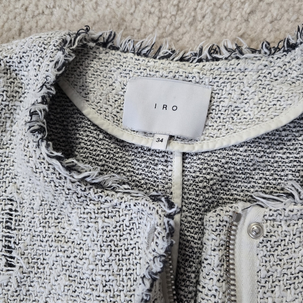 IRO Distressed "Agnette" Tweed Jacket Size EU 34 US XS SMALL - Picture 9 of 16